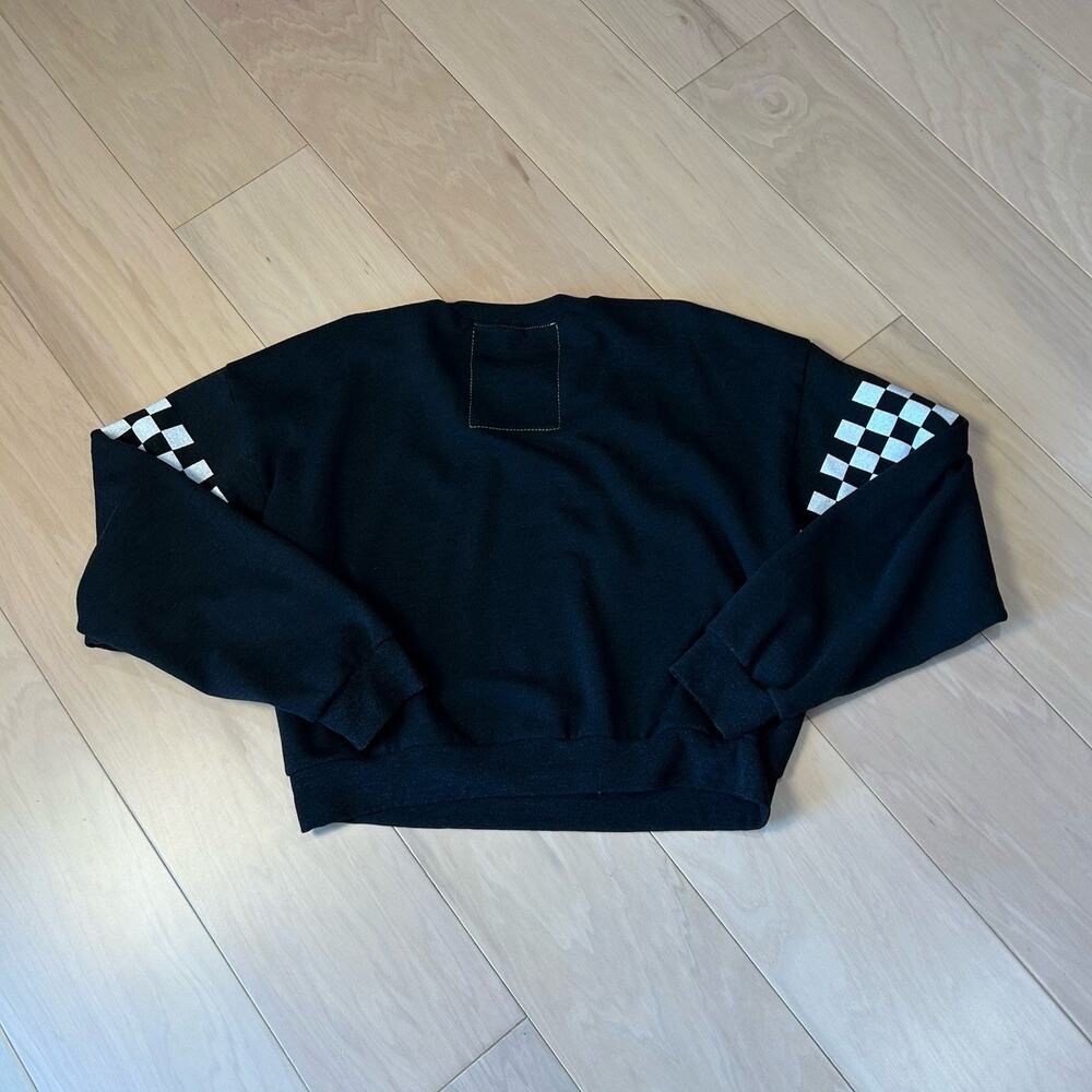 Aviator Nation Check 2 Sleeve Relaxed Crew Sweatshirt Women’s Small - Picture 3 of 6